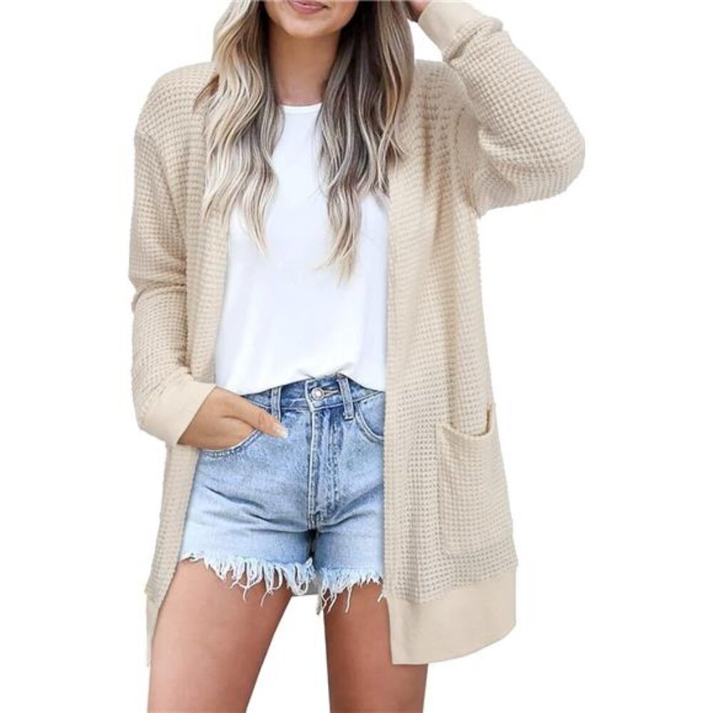 Lightweight Cardigan‎ Sweater - Open Front, Long, Casual Beach Kimono w/ Pockets